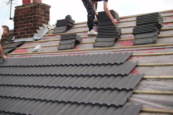 Roof tiling in progress